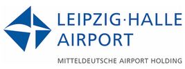 Schriftzug und Logo der Flughafen Leipzig/Halle GmbH